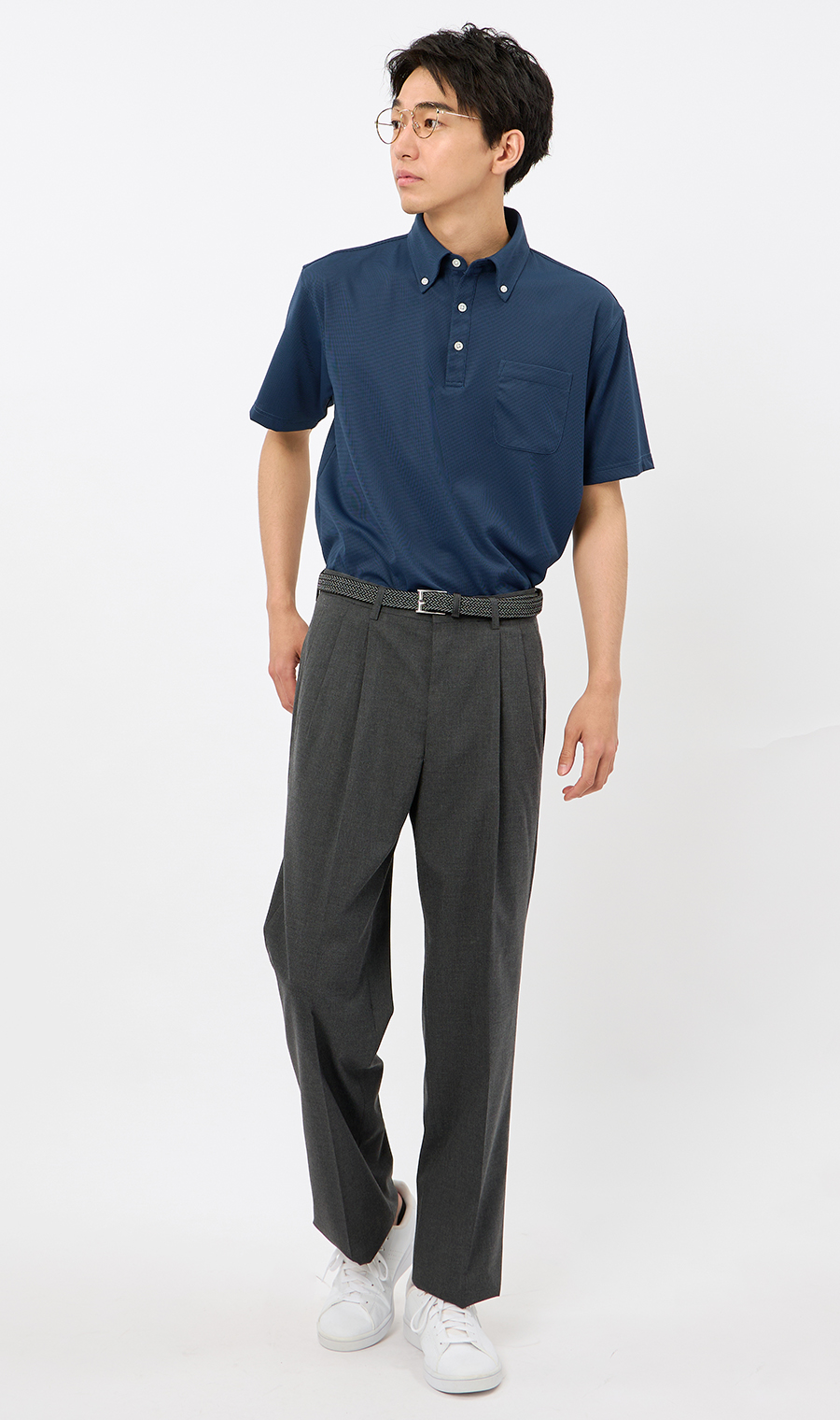 スタンダードスラックス【ツータック】【Plastics Smart】 チャコール 79cm