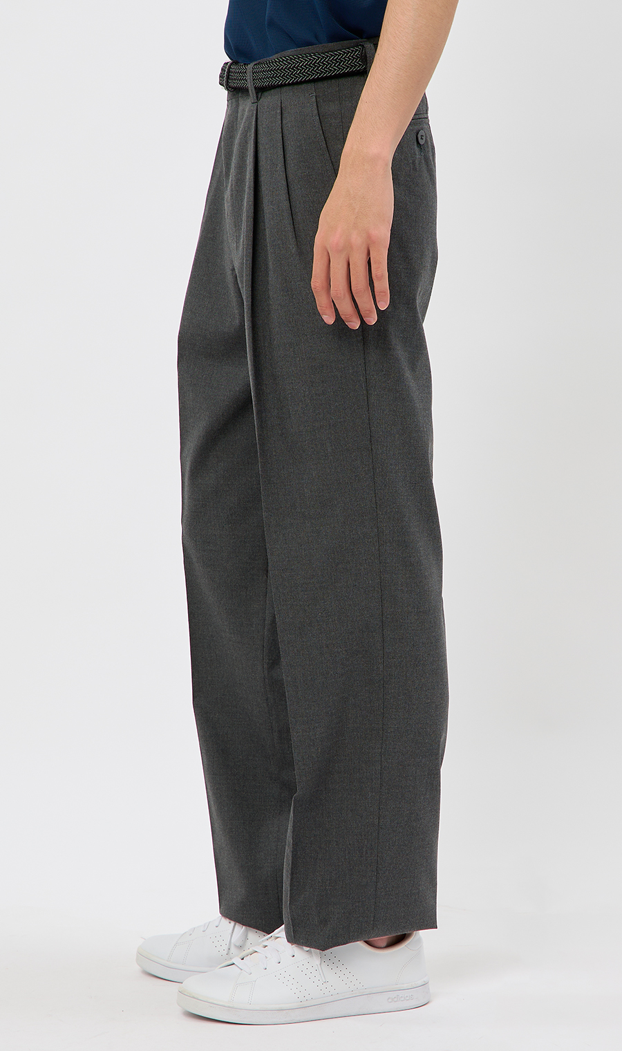 スタンダードスラックス【ツータック】【Plastics Smart】 チャコール 79cm