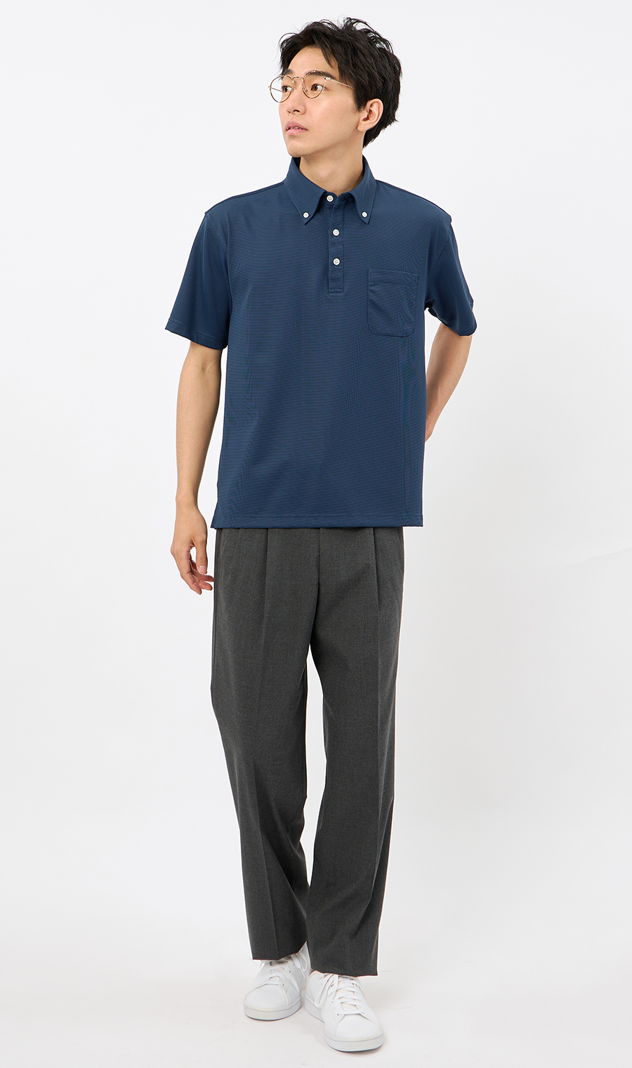 スタンダードスラックス【ツータック】【Plastics Smart】 チャコール 79cm