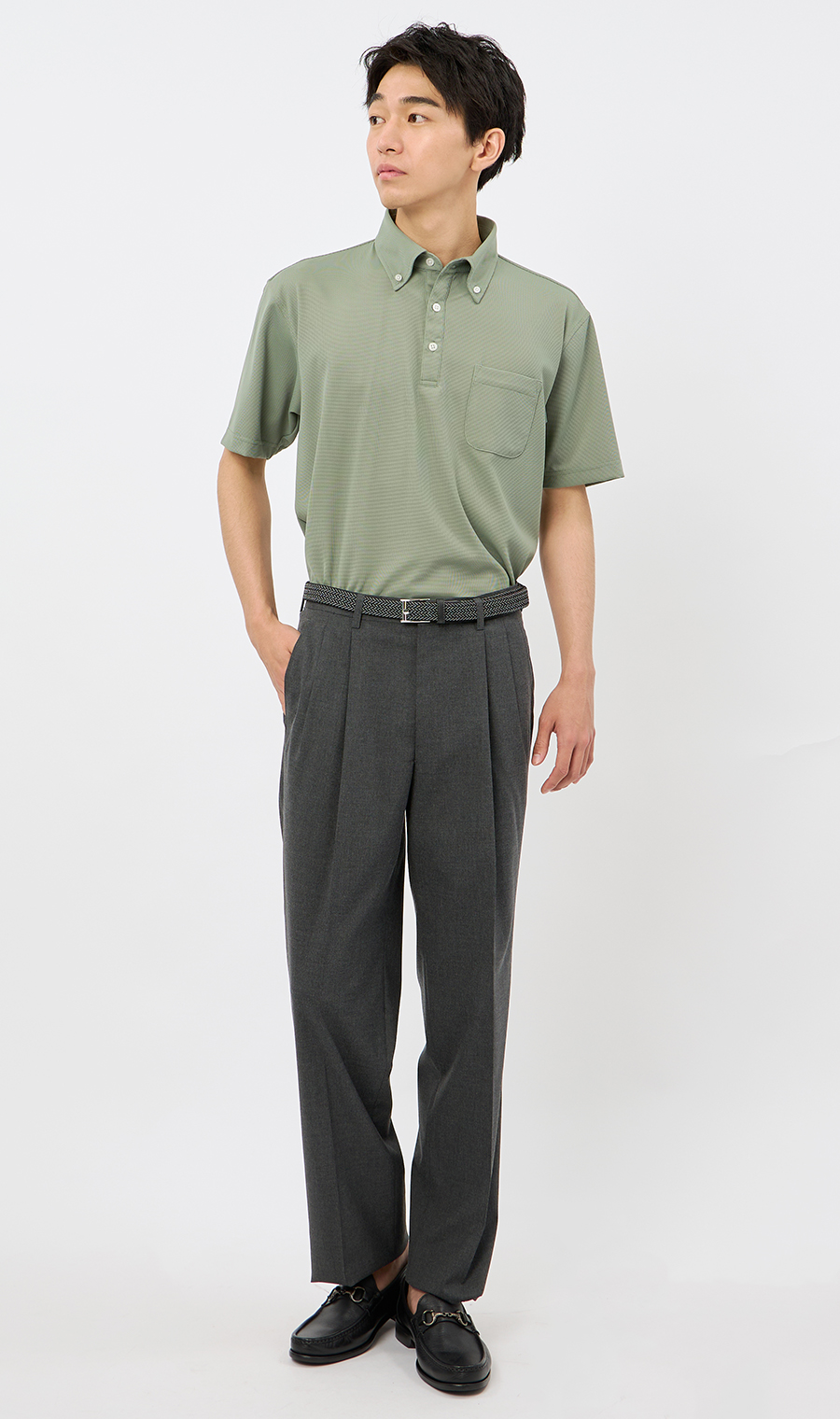 スタンダードスラックス【ツータック】【Plastics Smart】 チャコール 79cm