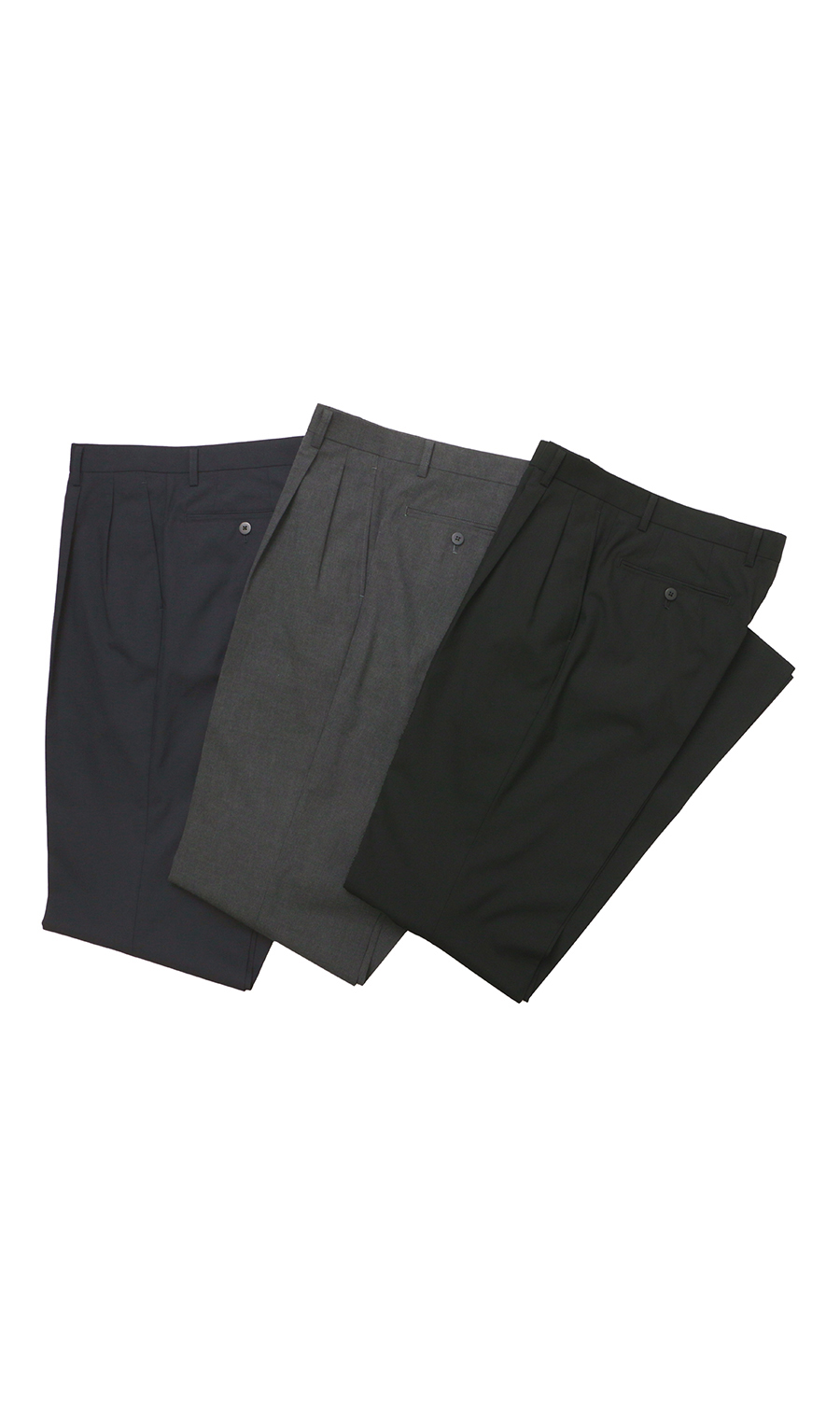 スタンダードスラックス【ツータック】【Plastics Smart】 チャコール 79cm