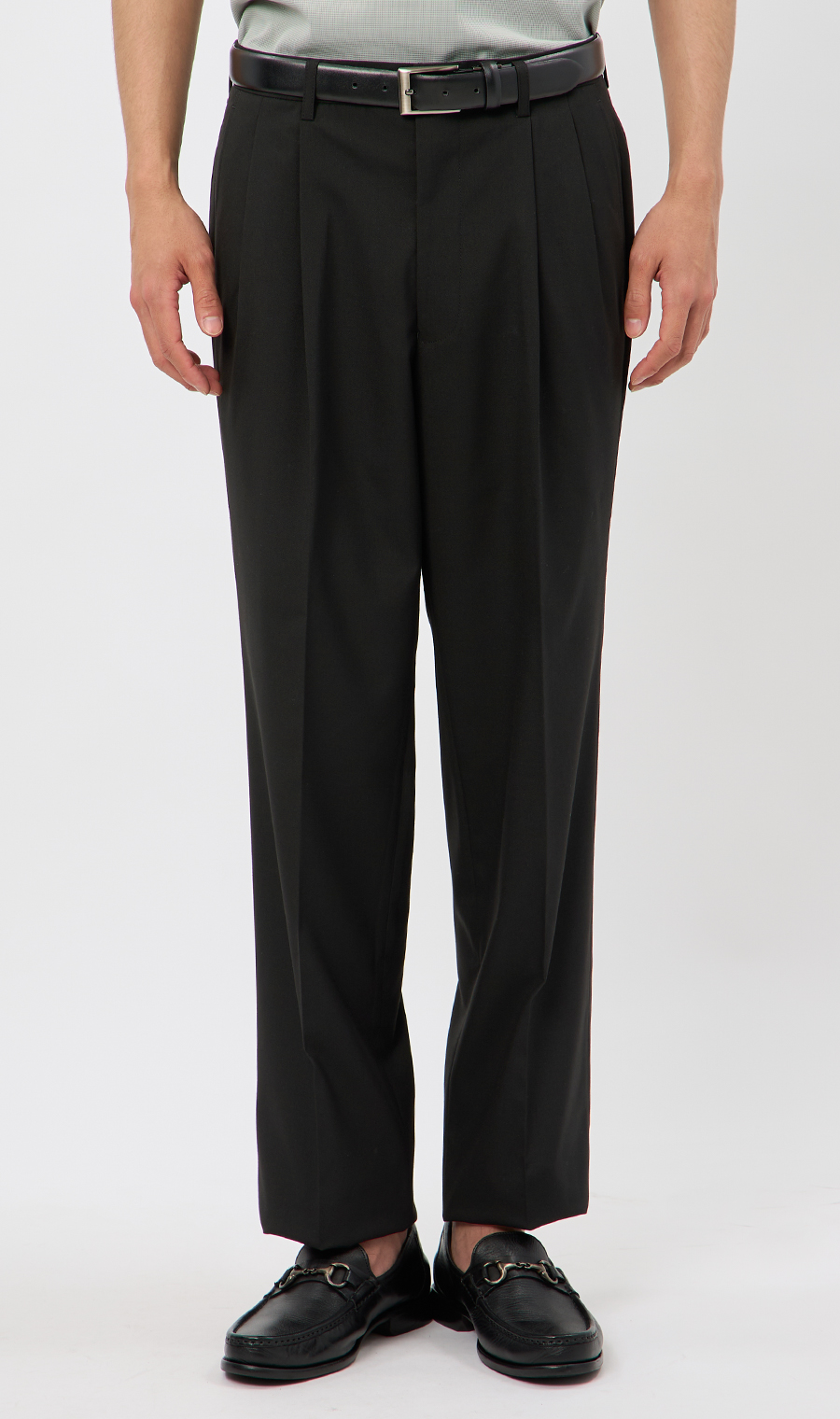 スタンダードスラックス【ツータック】【Plastics Smart】 ブラック 79cm