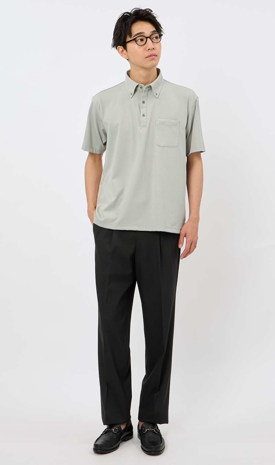 スタンダードスラックス【ツータック】【Plastics Smart】 ブラック 79cm