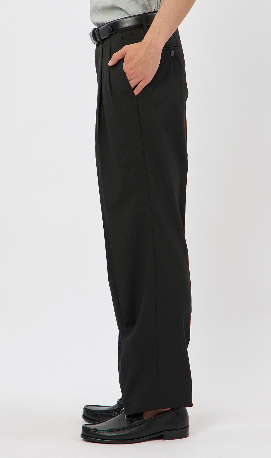 スタンダードスラックス【ツータック】【Plastics Smart】 ブラック 79cm