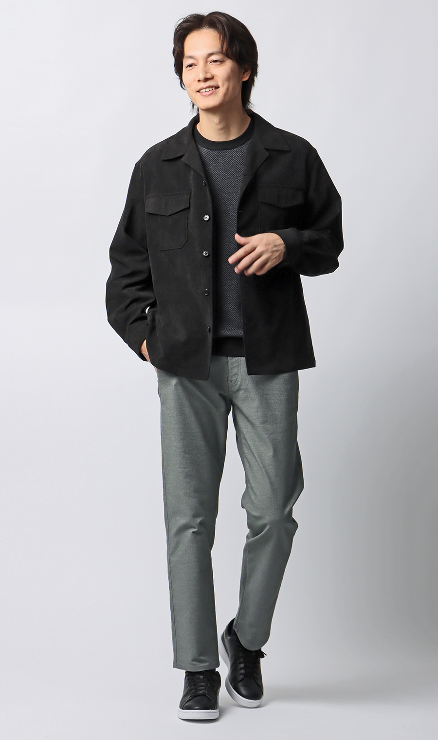 ハイストレッチパンツ【裾上げ済み】 グレー M