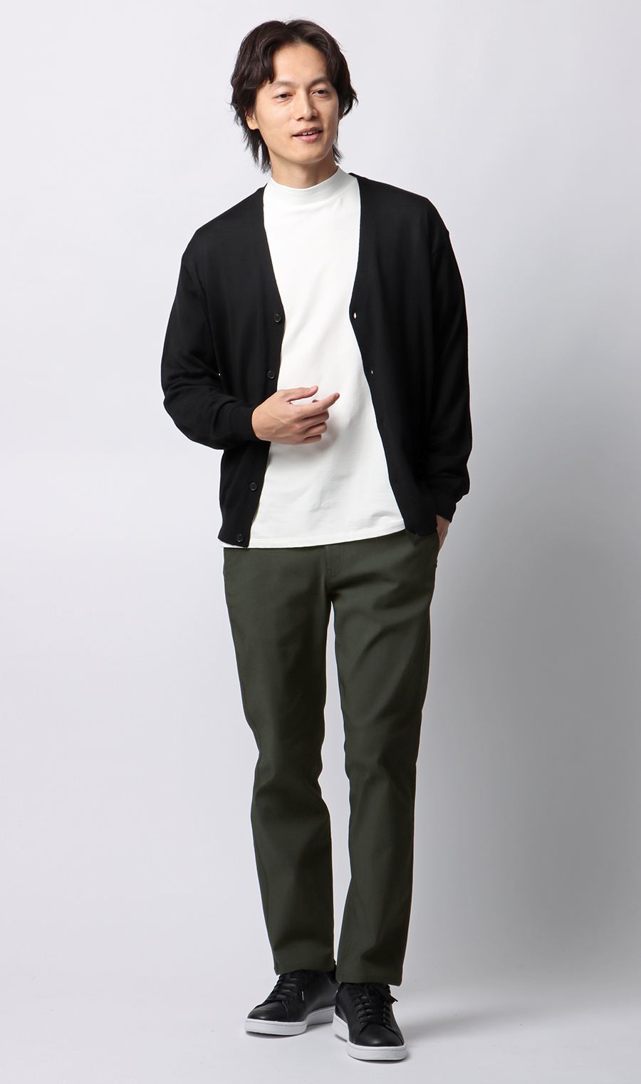 ハイストレッチパンツ【裾上げ済み】 ブラック M