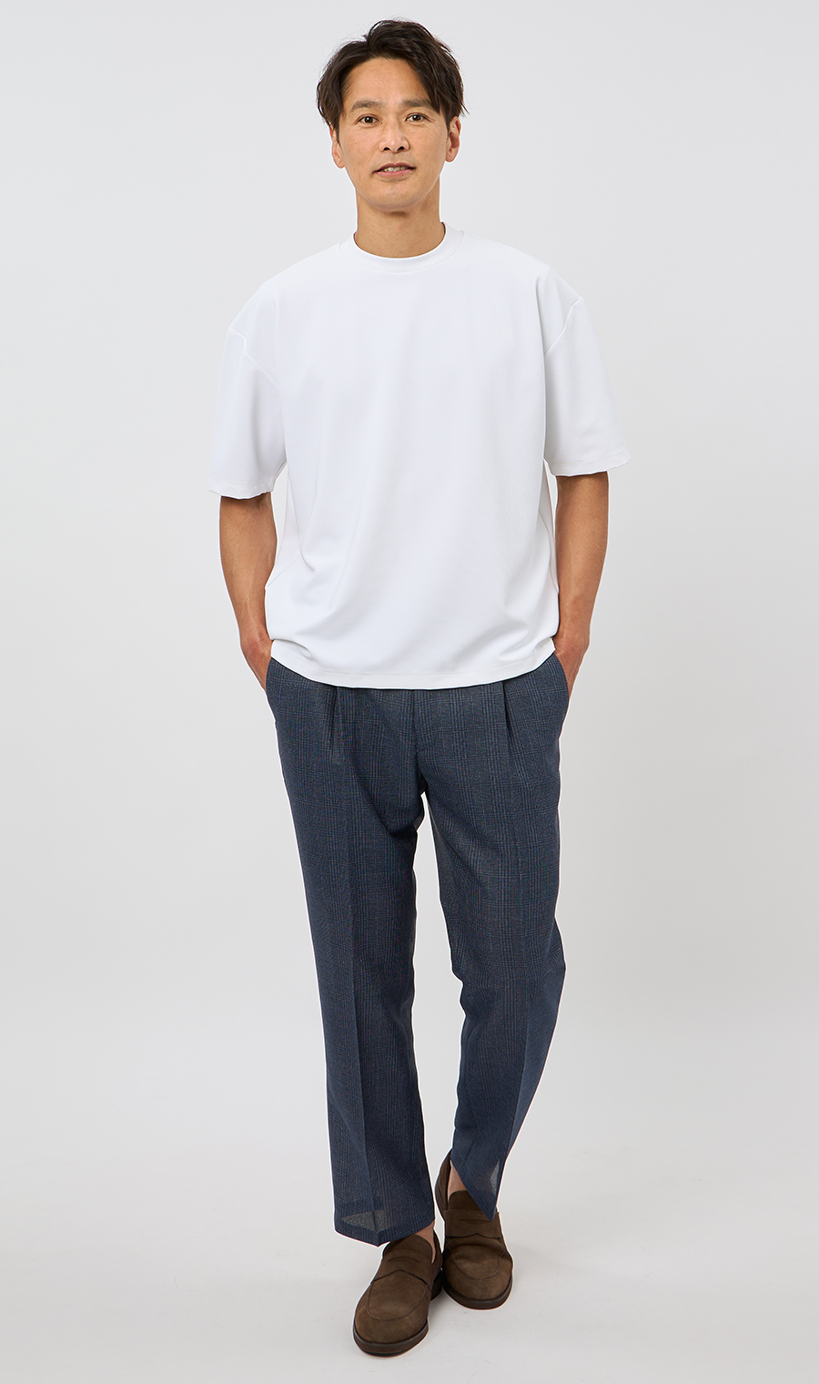スタンダードスラックス【ワンタック】【LENO CLOTH】【セットアップ着用可】【裾上げ済み】 ネイビー系 79cm