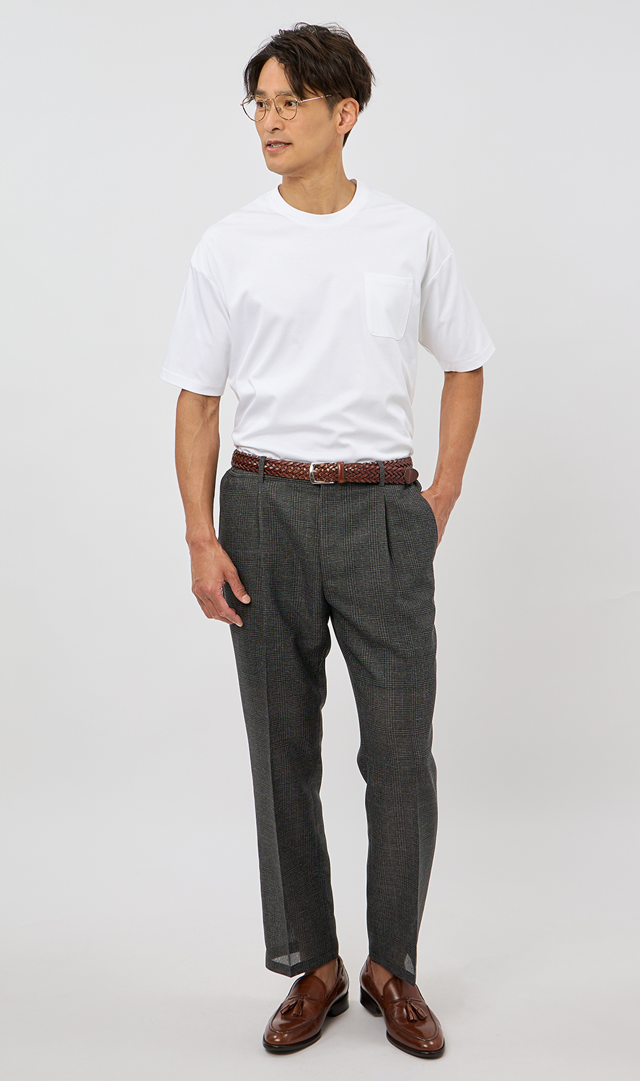 スタンダードスラックス【ワンタック】【LENO CLOTH】【セットアップ着用可】【裾上げ済み】 グレー系 79cm