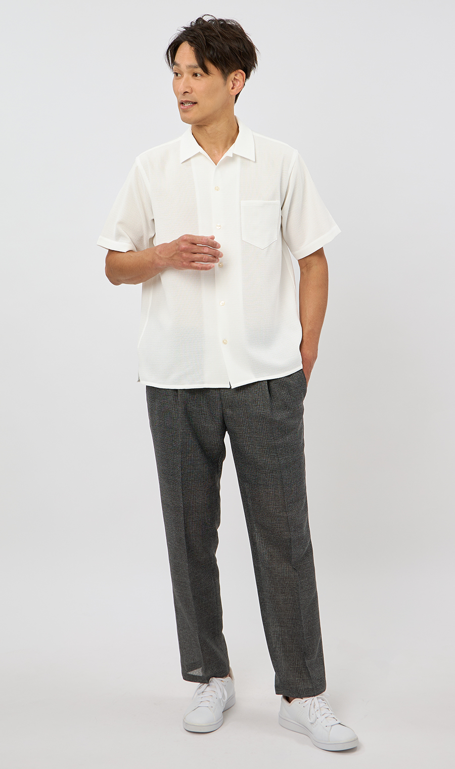 スタンダードスラックス【ワンタック】【LENO CLOTH】【セットアップ着用可】【裾上げ済み】 グレー系 79cm