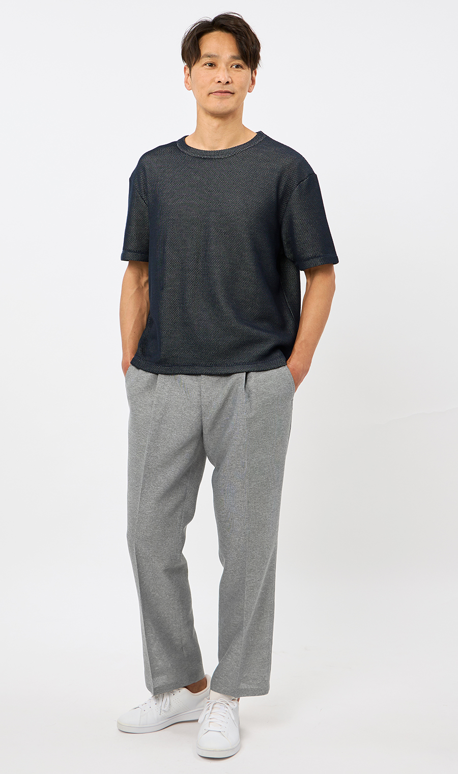 スタンダードスラックス【ワンタック】【LENO CLOTH】【セットアップ着用可】【裾上げ済み】 ライトグレー 85cm