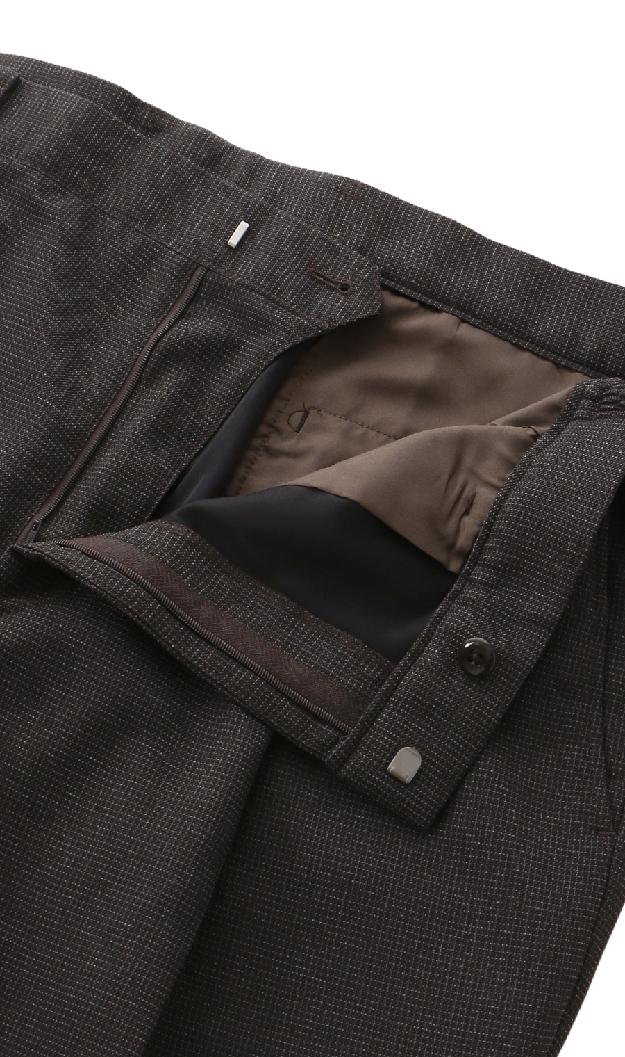 スタンダードスラックス【涼】【ワンタック】【LENO CLOTH】【セットアップ着用可】【裾上げ済み】 ブラウン 82cm