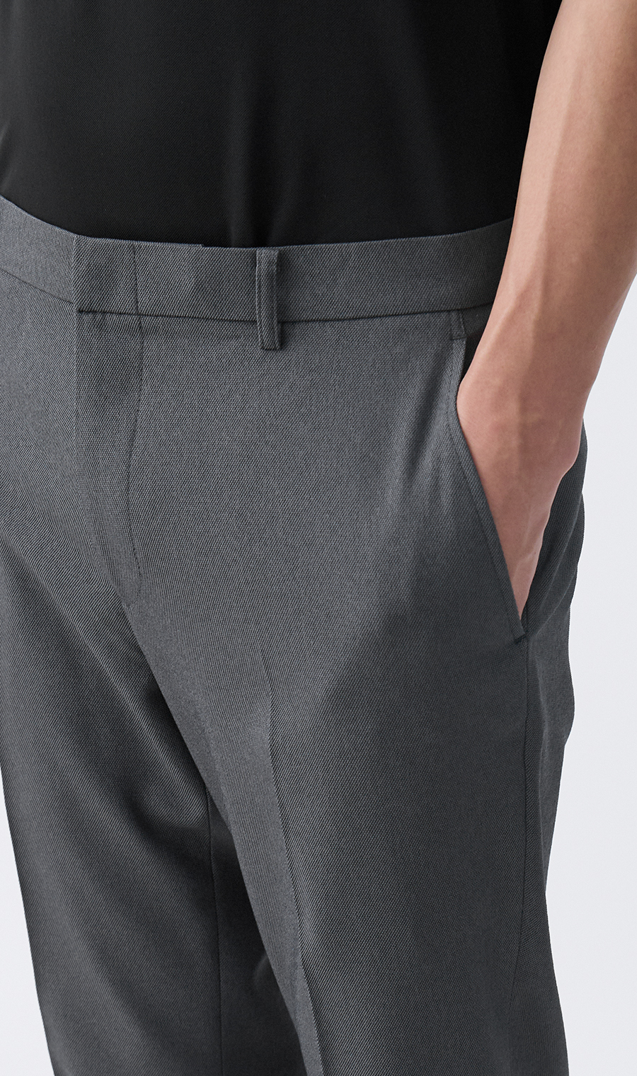 【みんなのパンツ】スタイリッシュスラックス【ノータック】【裾上げ済み】 グレー 73cm