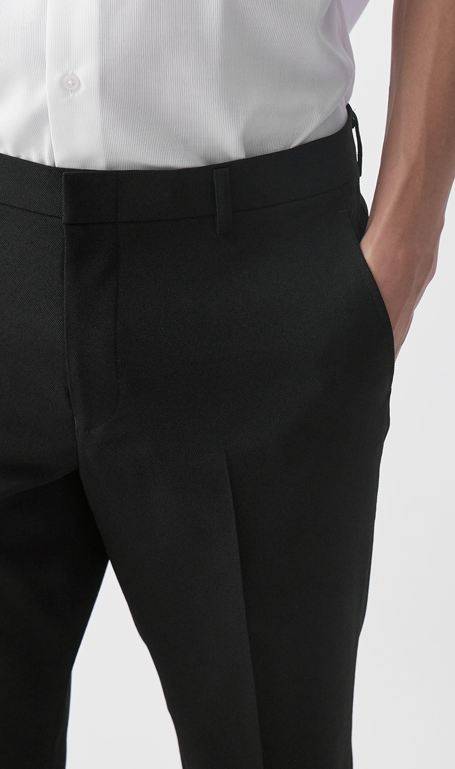 【みんなのパンツ】スタイリッシュスラックス【ノータック】【裾上げ済み】 ブラック 73cm