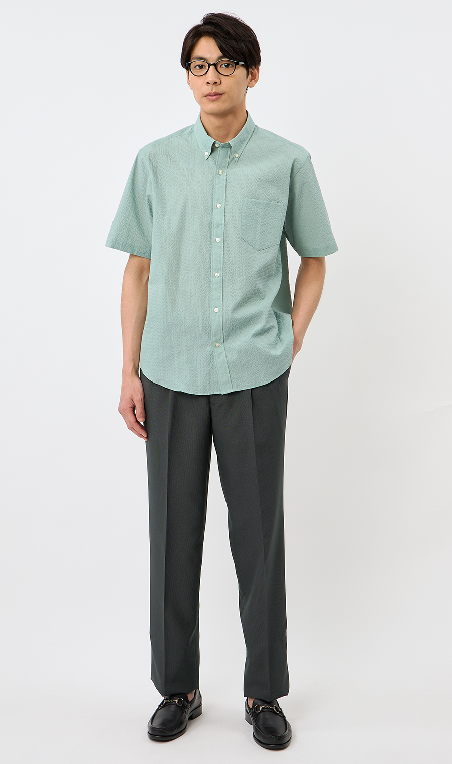 スタンダードスラックス【ツータック】 チャコール 76cm