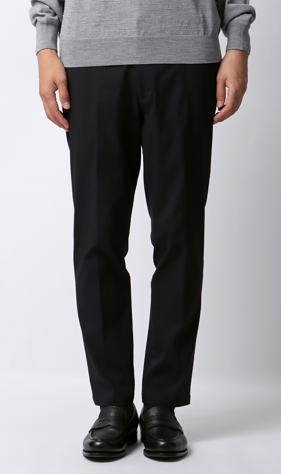 【みんなのパンツ】スタイリッシュスラックス【ノータック】【裾上げ済み】 ネイビー 76cm