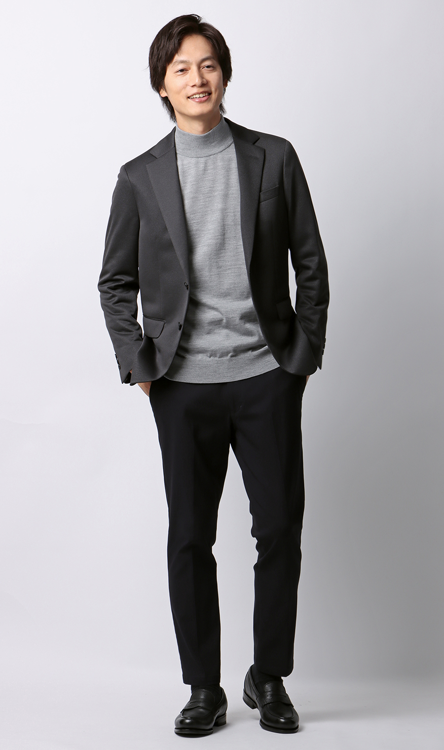 【みんなのパンツ】スタイリッシュスラックス【ノータック】【裾上げ済み】 ネイビー 76cm