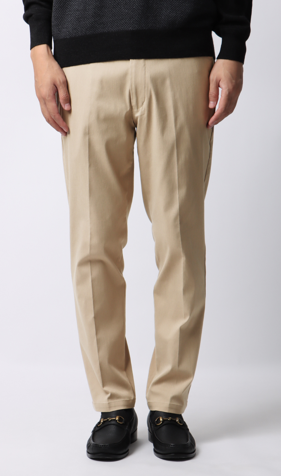 【みんなのパンツ】スタイリッシュスラックス【ノータック】【裾上げ済み】 ベージュ 76cm