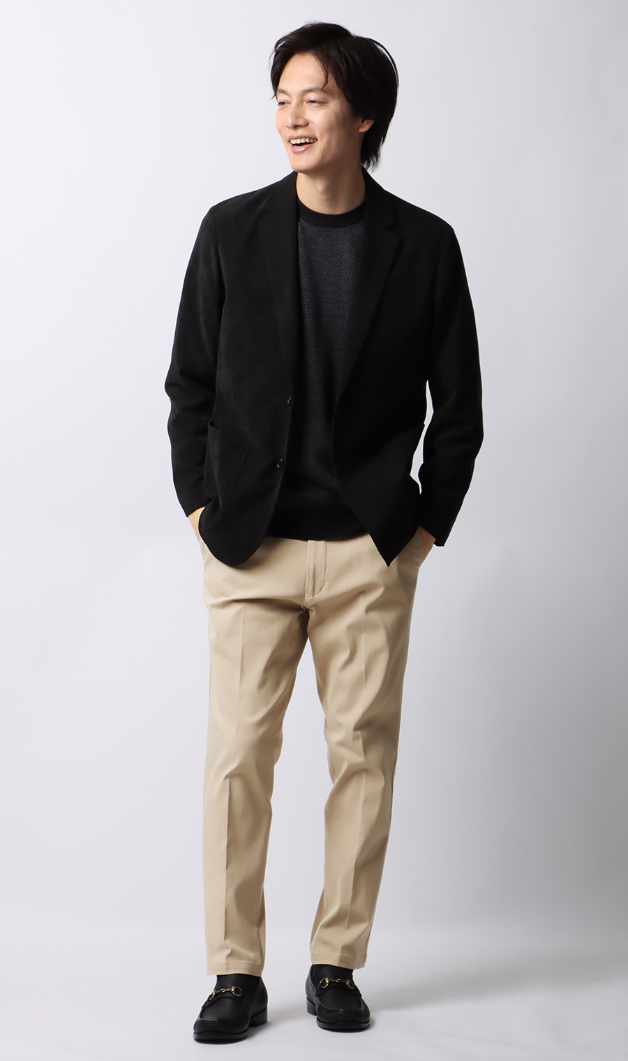 【みんなのパンツ】スタイリッシュスラックス【ノータック】【裾上げ済み】 ベージュ 76cm