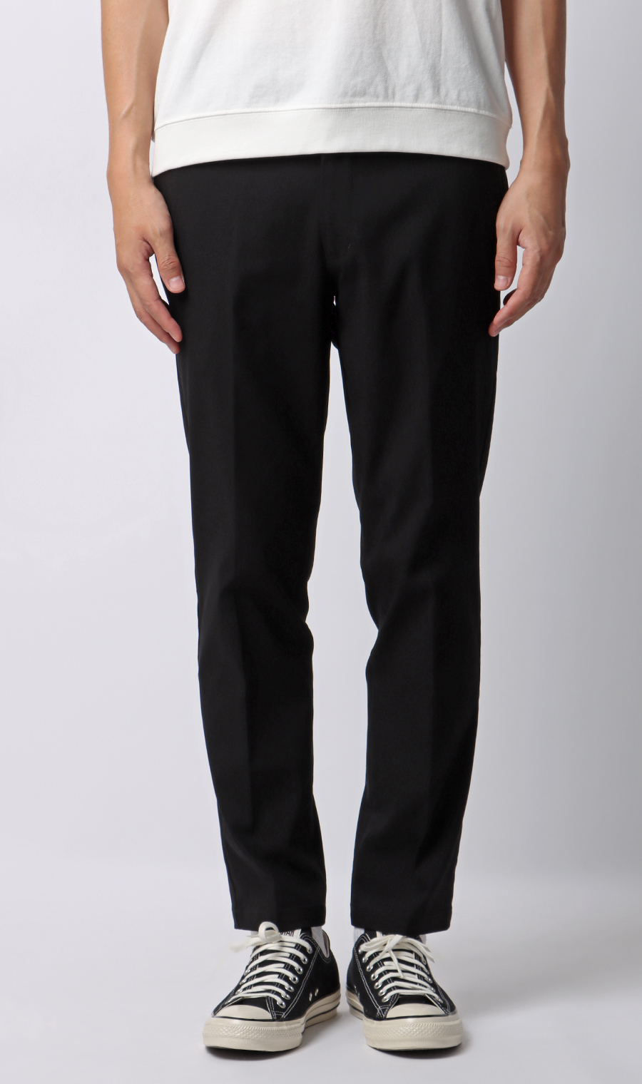 【みんなのパンツ】スタイリッシュスラックス【ノータック】【裾上げ済み】 ブラック 76cm