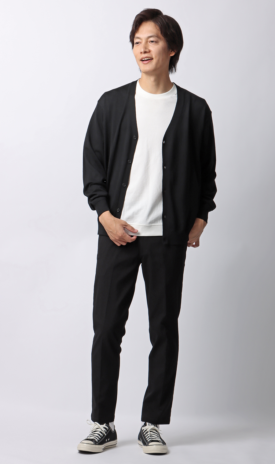 【みんなのパンツ】スタイリッシュスラックス【ノータック】【裾上げ済み】 ブラック 76cm