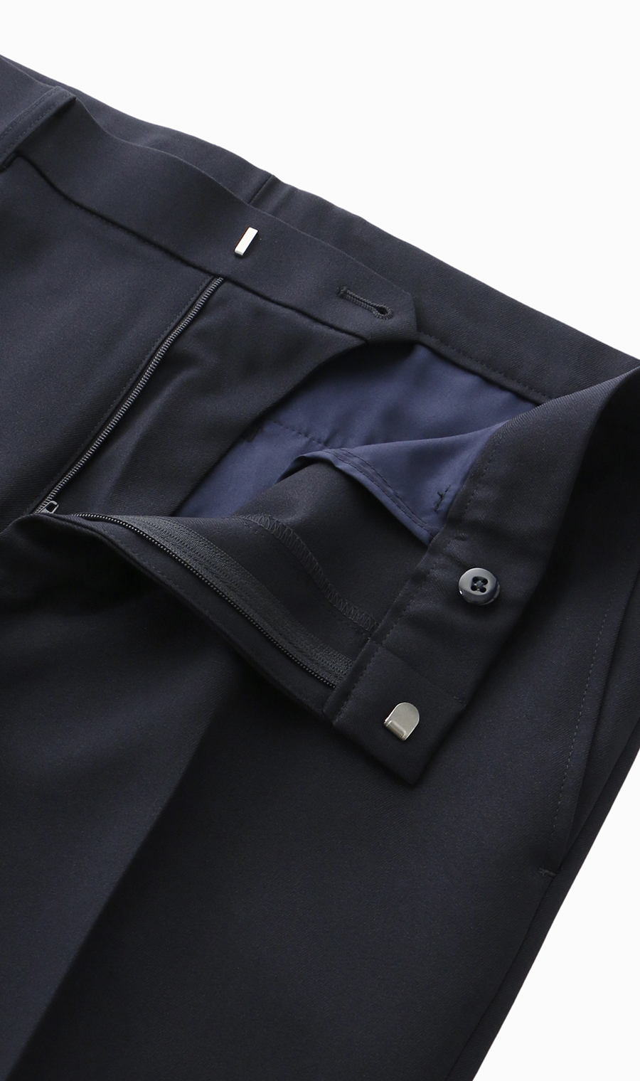 【みんなのパンツ】スタイリッシュスラックス【ノータック】【裾上げ済み】 ネイビー 73cm