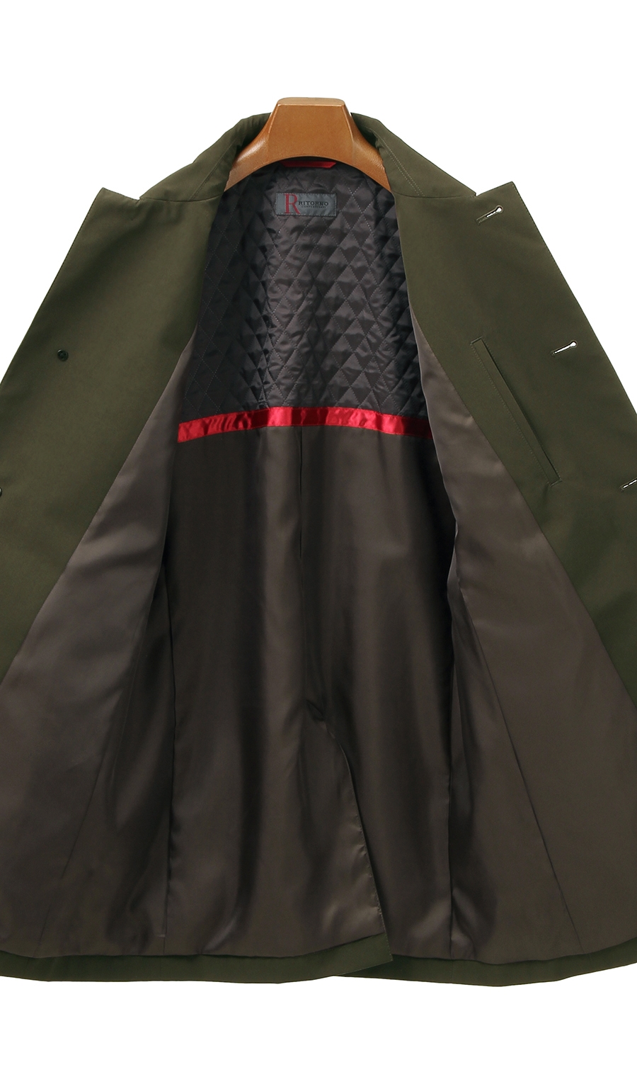 ステンカラースタイリッシュコート《合繊》 グリーン M