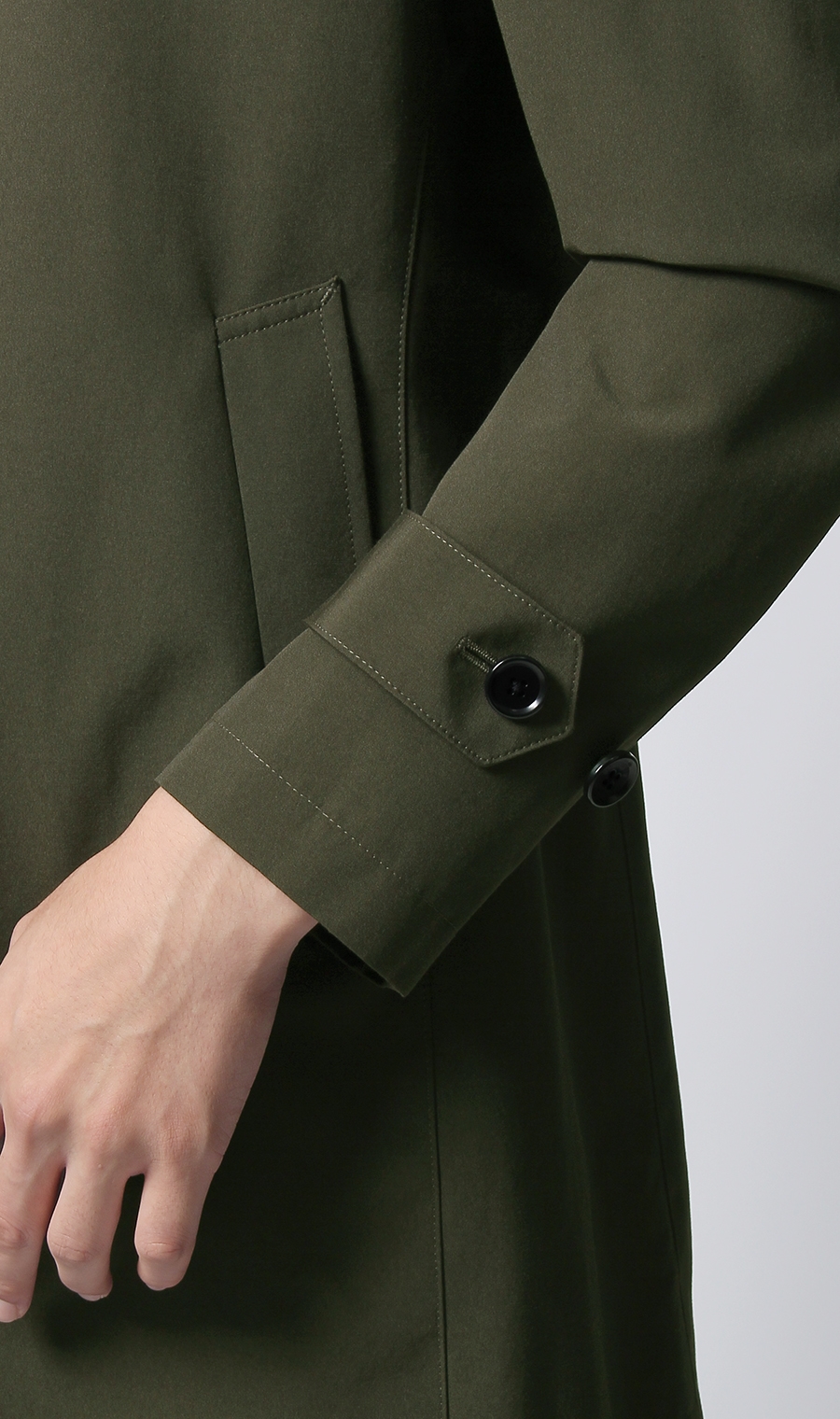 ステンカラースタイリッシュコート《合繊》 グリーン M