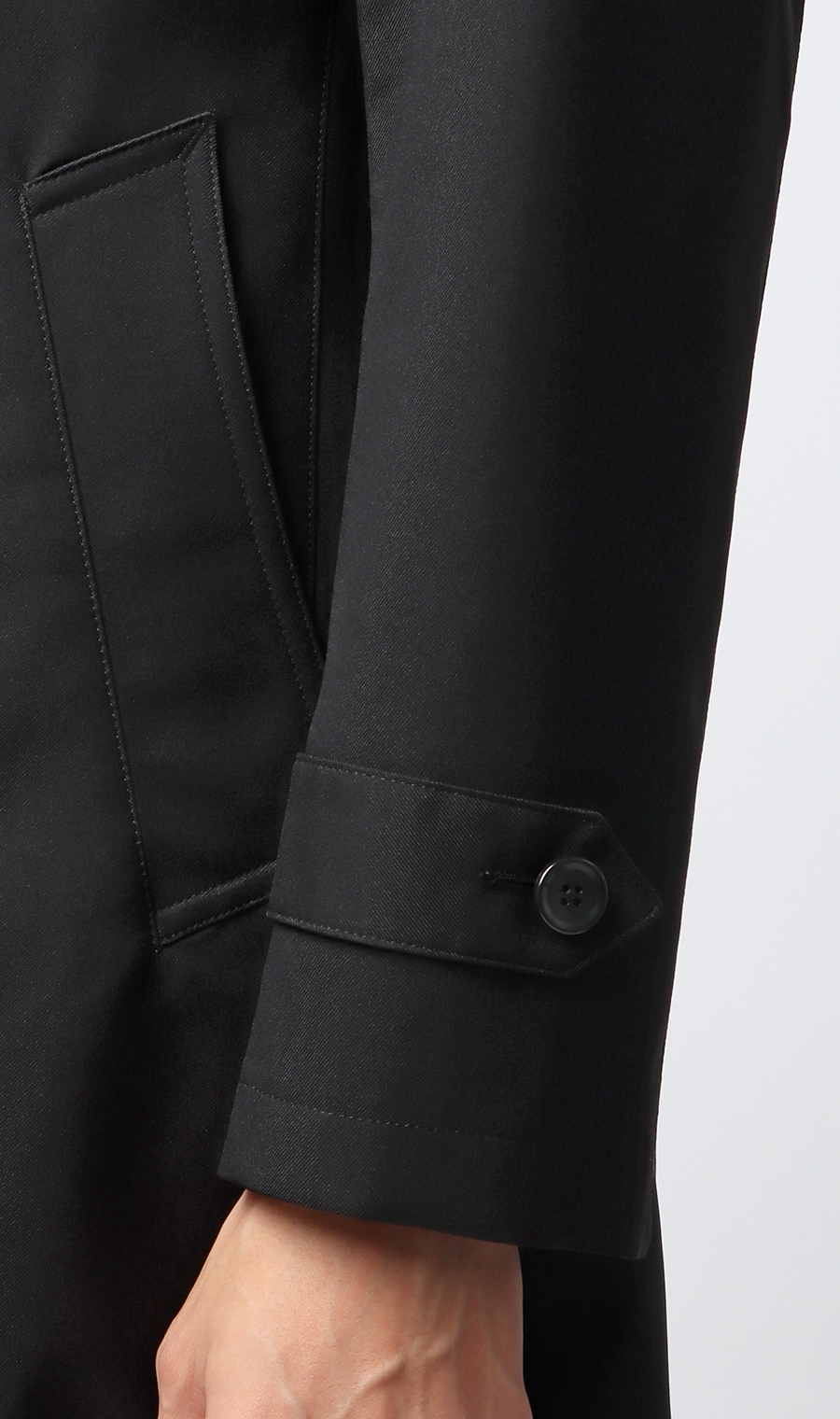 ステンカラーコート【スタイリッシュ】 ブラック S