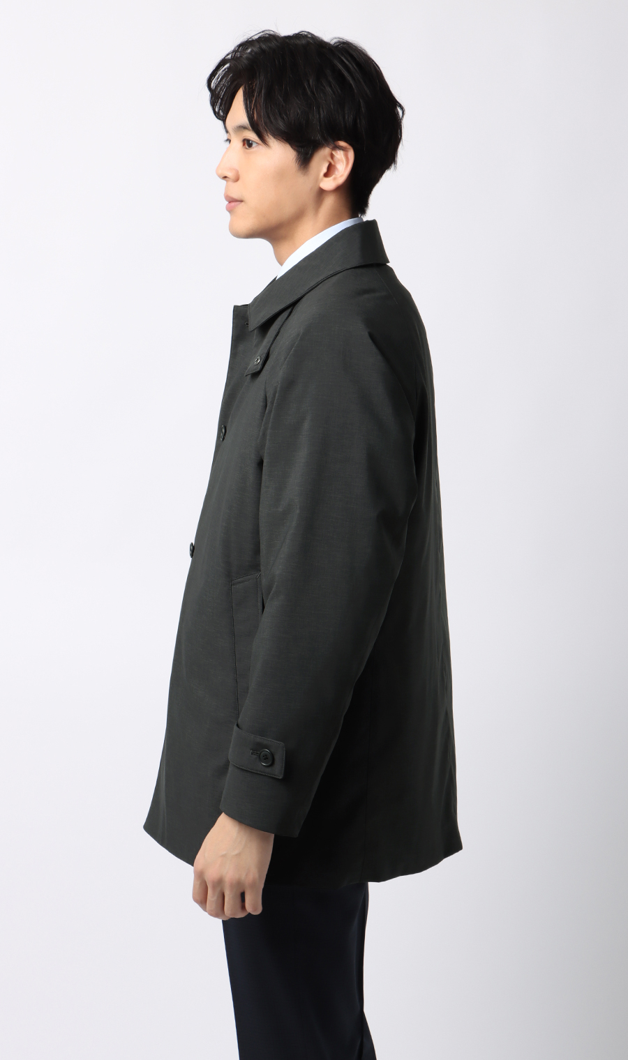 ステンカラースタイリッシュコート【AIR FLAKE】【＃すごコート】 チャコール S