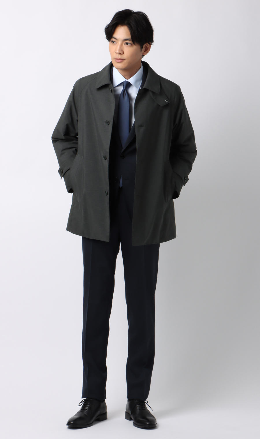 ステンカラースタイリッシュコート【AIR FLAKE】【＃すごコート】 チャコール S