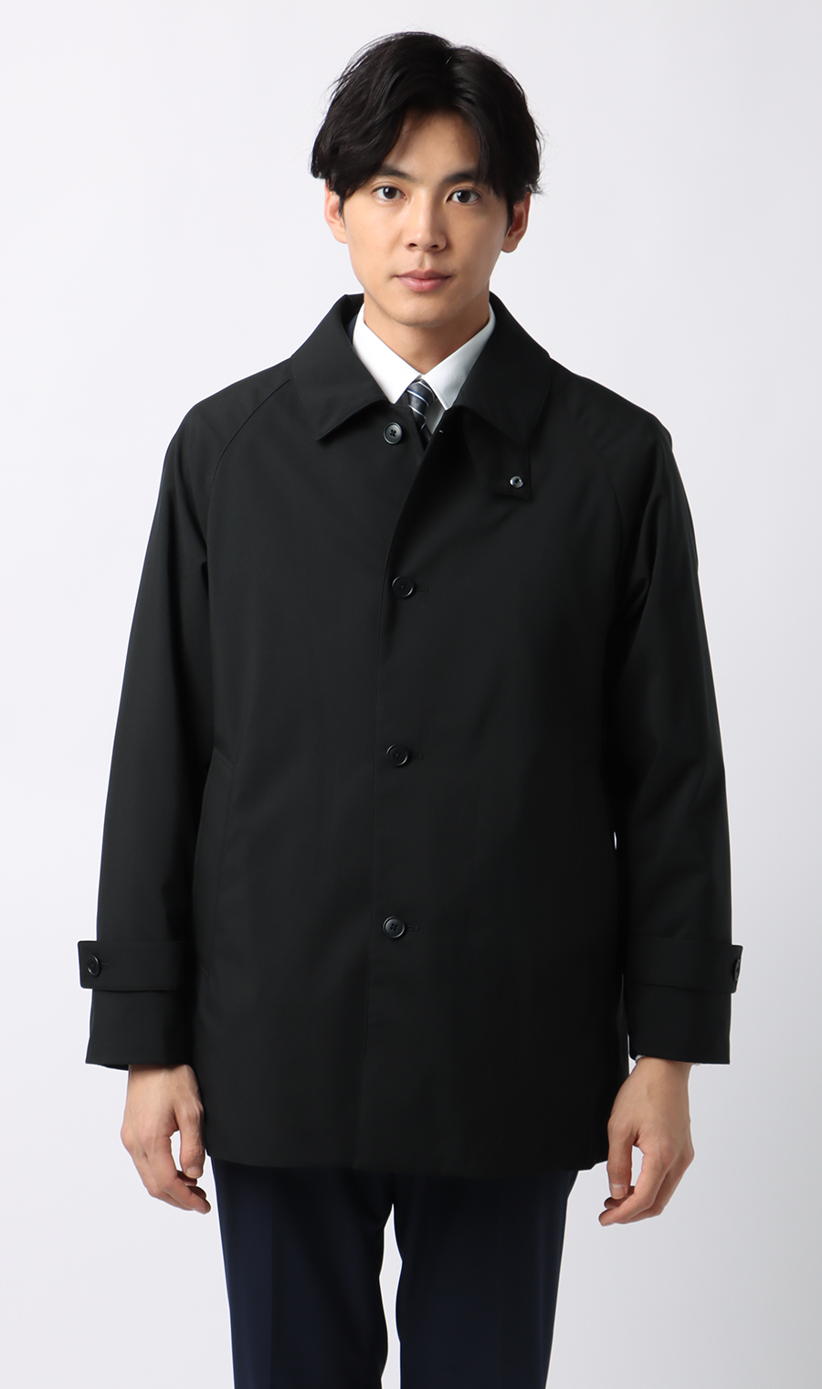 ステンカラースタイリッシュコート【AIR FLAKE】【＃すごコート】 ブラック S