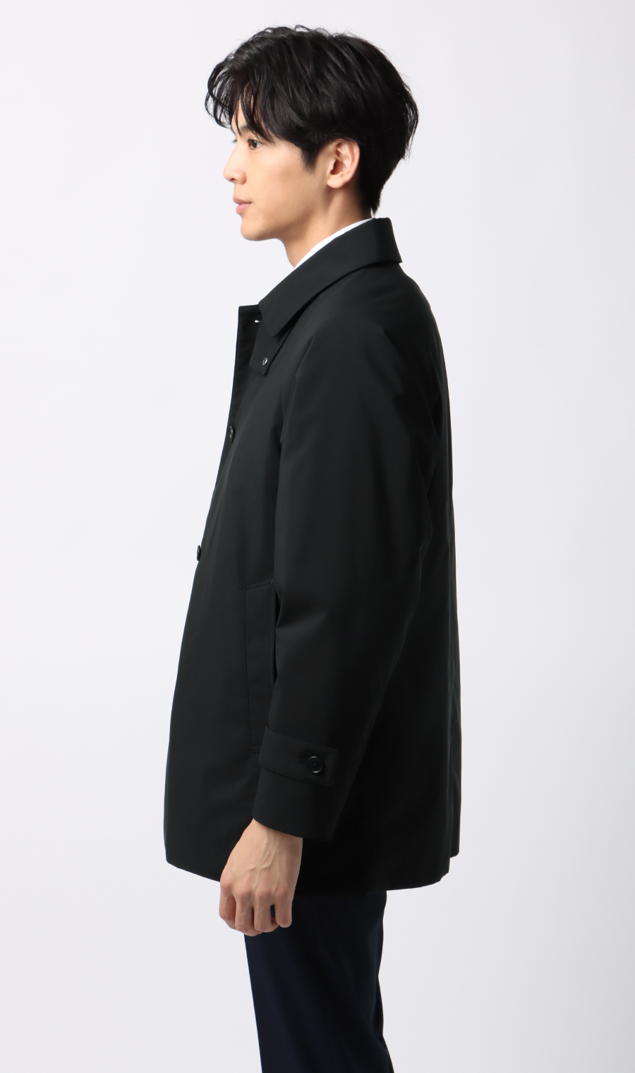 ステンカラースタイリッシュコート【AIR FLAKE】【＃すごコート】 ブラック S