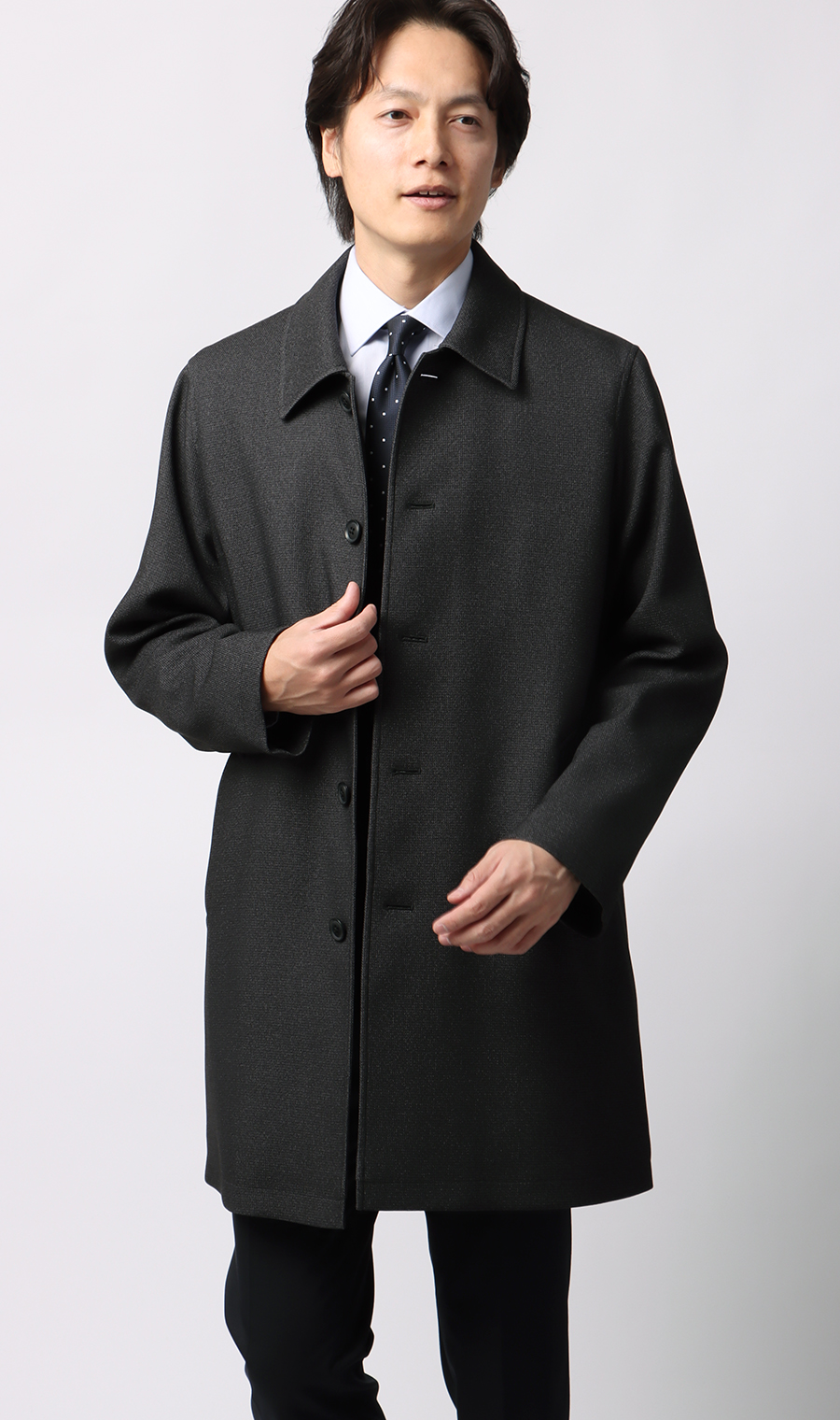 ステンカラーコート【撥水加工】 チャコール S