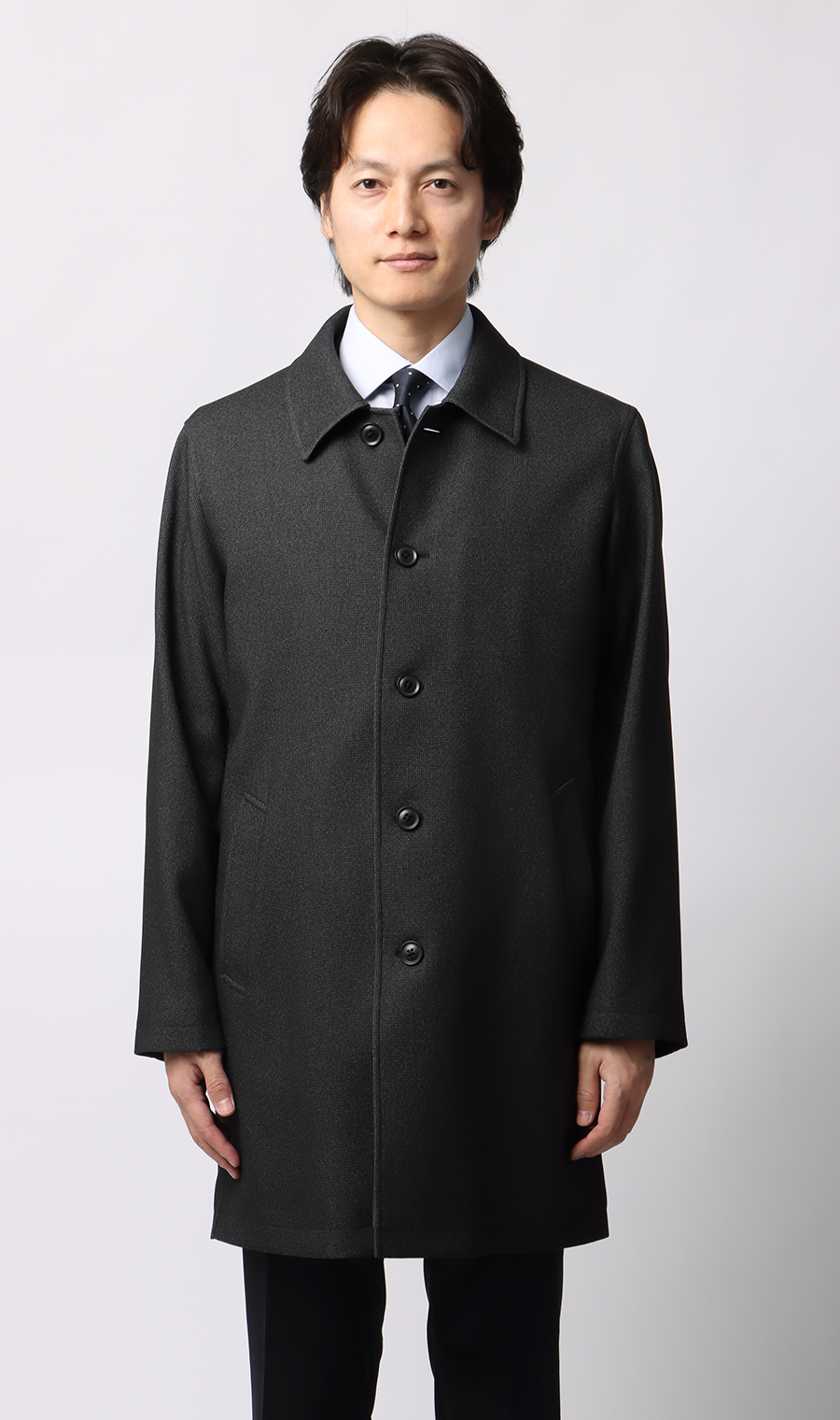 ステンカラーコート【撥水加工】 チャコール S