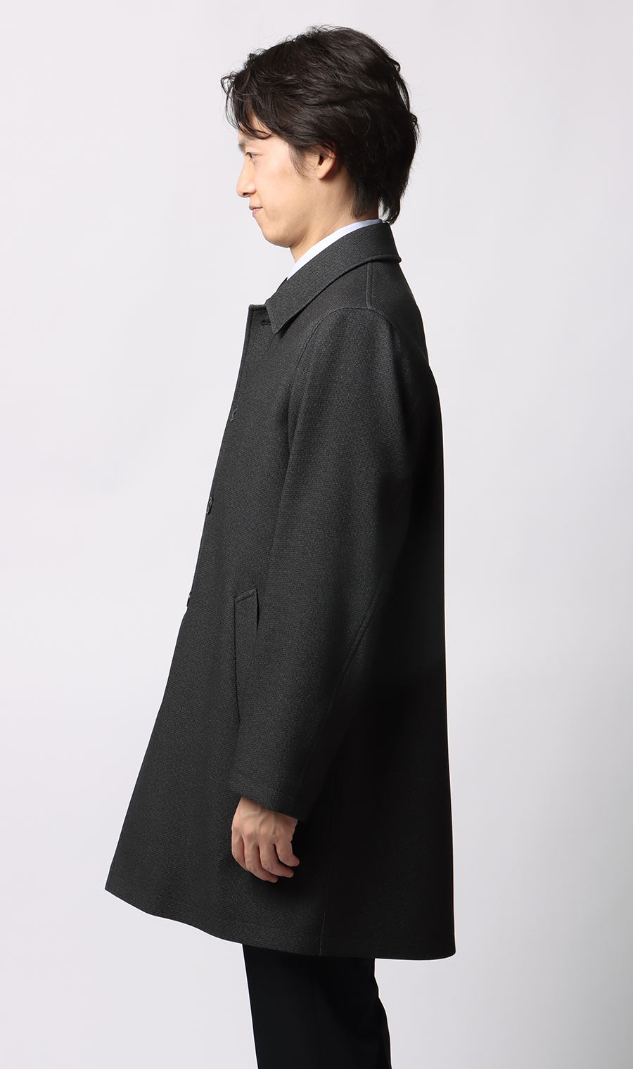 ステンカラーコート【撥水加工】 チャコール S