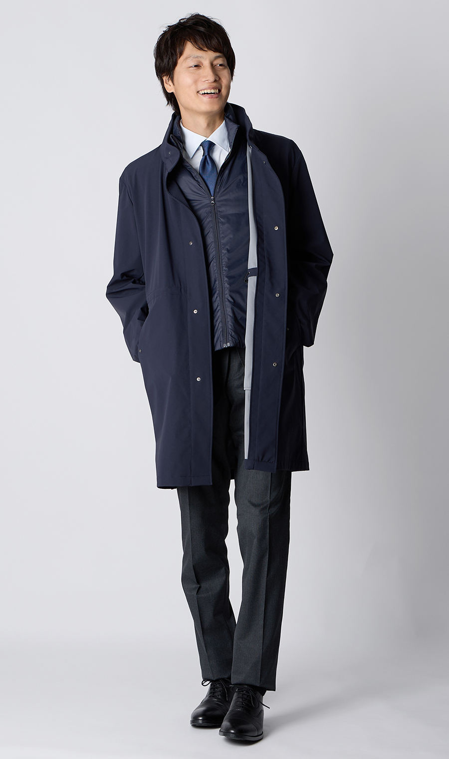 立领大衣 【THERMO ARENA】 【#SUGO大衣】 【3WAY】 藏青色S