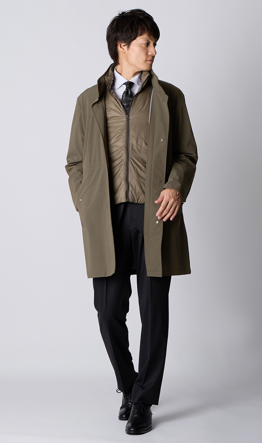 スタンドカラーコート【THERMO ARENA】【＃すごコート】【3WAY】 ブラウン S