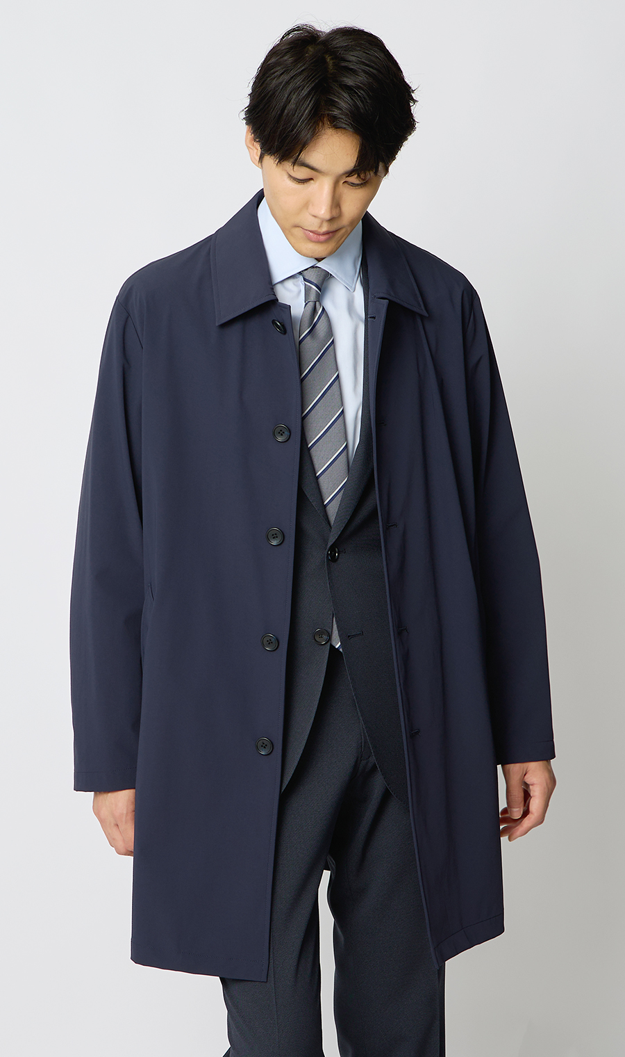 ステンカラーコート【THERMO ARENA】【＃すごコート】【3WAY】 ネイビー S