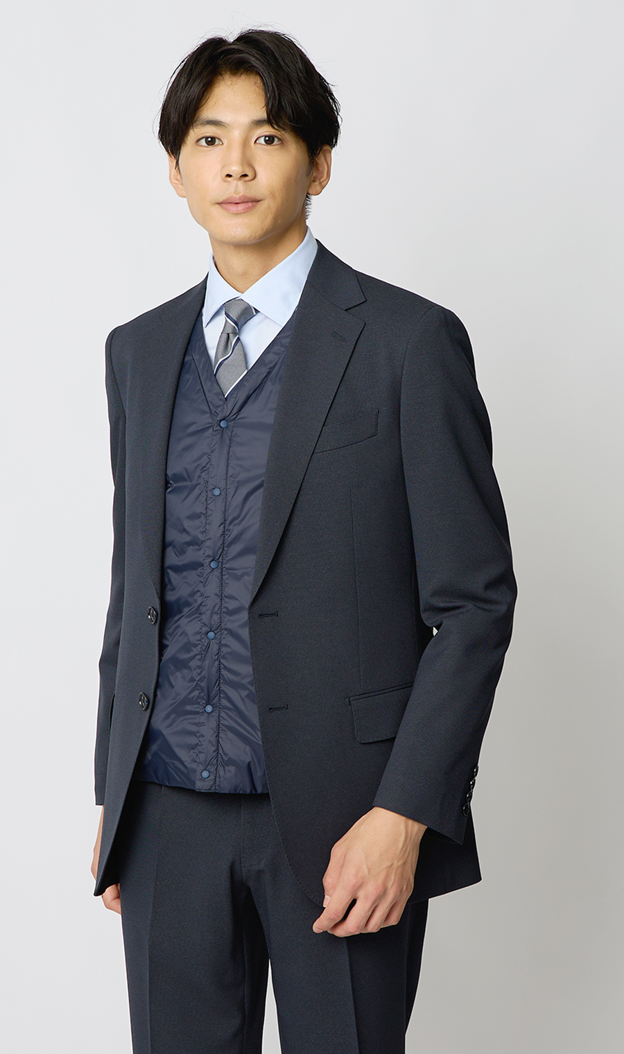 ステンカラーコート【THERMO ARENA】【＃すごコート】【3WAY】 ネイビー S