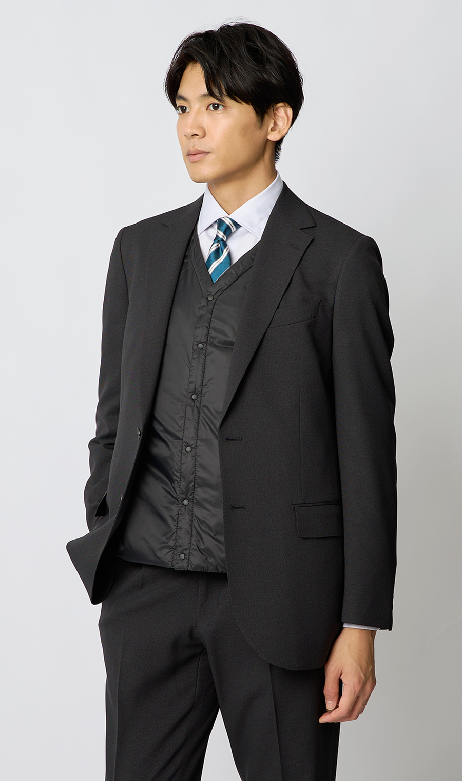 ステンカラーコート【THERMO ARENA】【＃すごコート】【3WAY】 ブラック S