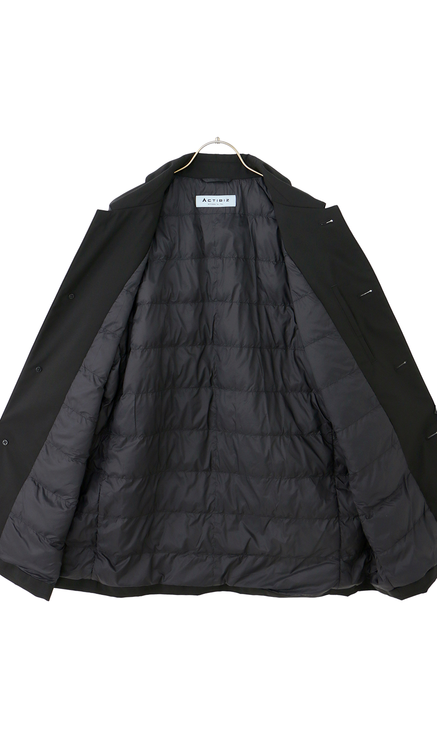 ステンカラーコート【AIR FLAKE】【＃すごコート】 ブラック LL