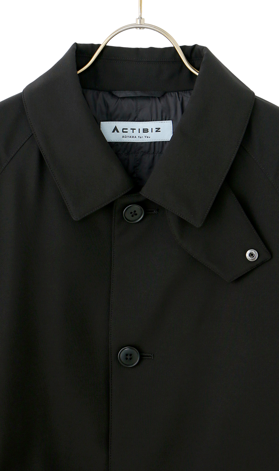 ステンカラーコート【AIR FLAKE】【＃すごコート】 ブラック LL