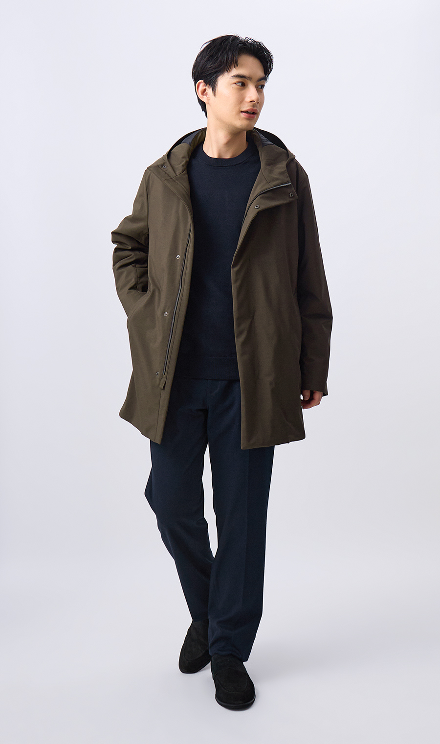 フーデッドコート【AIR FLAKE】【#すごコート】 ブラウン M