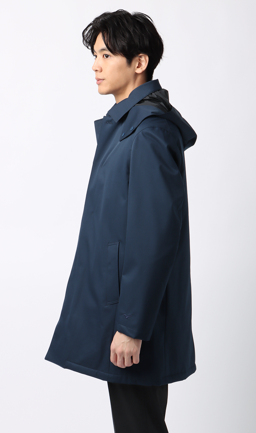 フード付きステンカラーコート【BREATH THERMO】 ネイビー S