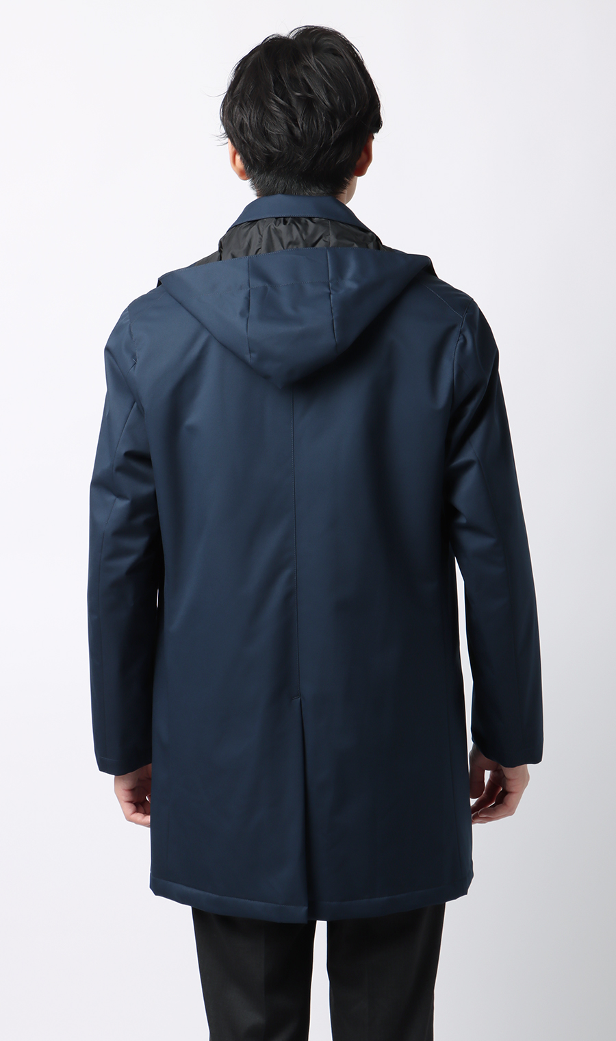 フード付きステンカラーコート【BREATH THERMO】 ネイビー S