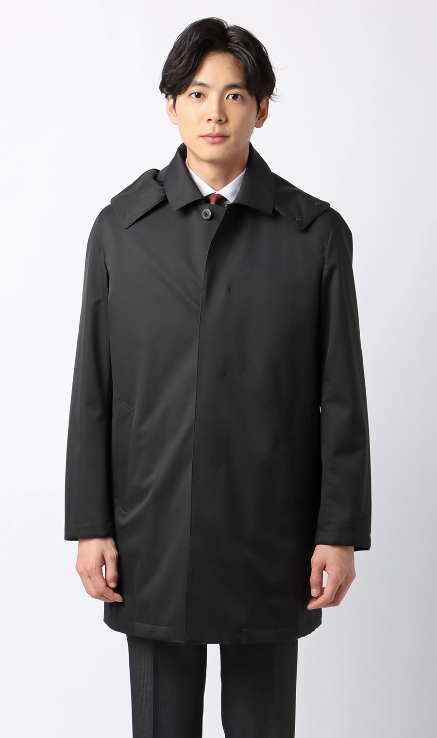 フード付きステンカラーコート【BREATH THERMO】 ブラック S