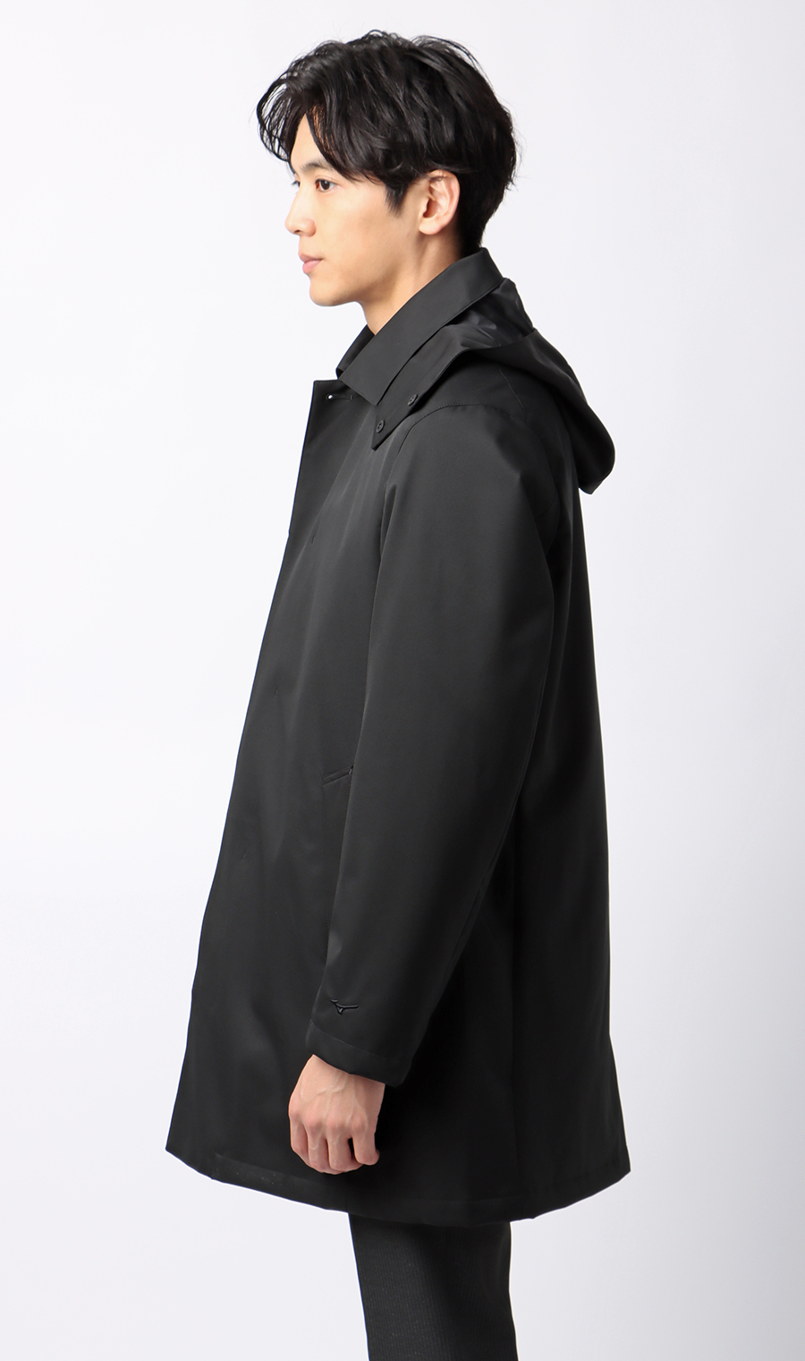 フード付きステンカラーコート【BREATH THERMO】 ブラック S