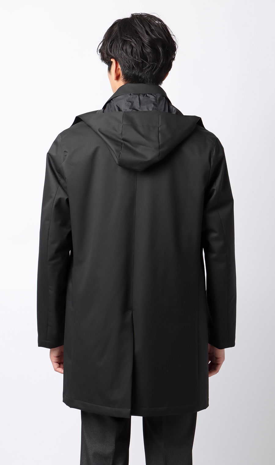 フード付きステンカラーコート【BREATH THERMO】 ブラック S