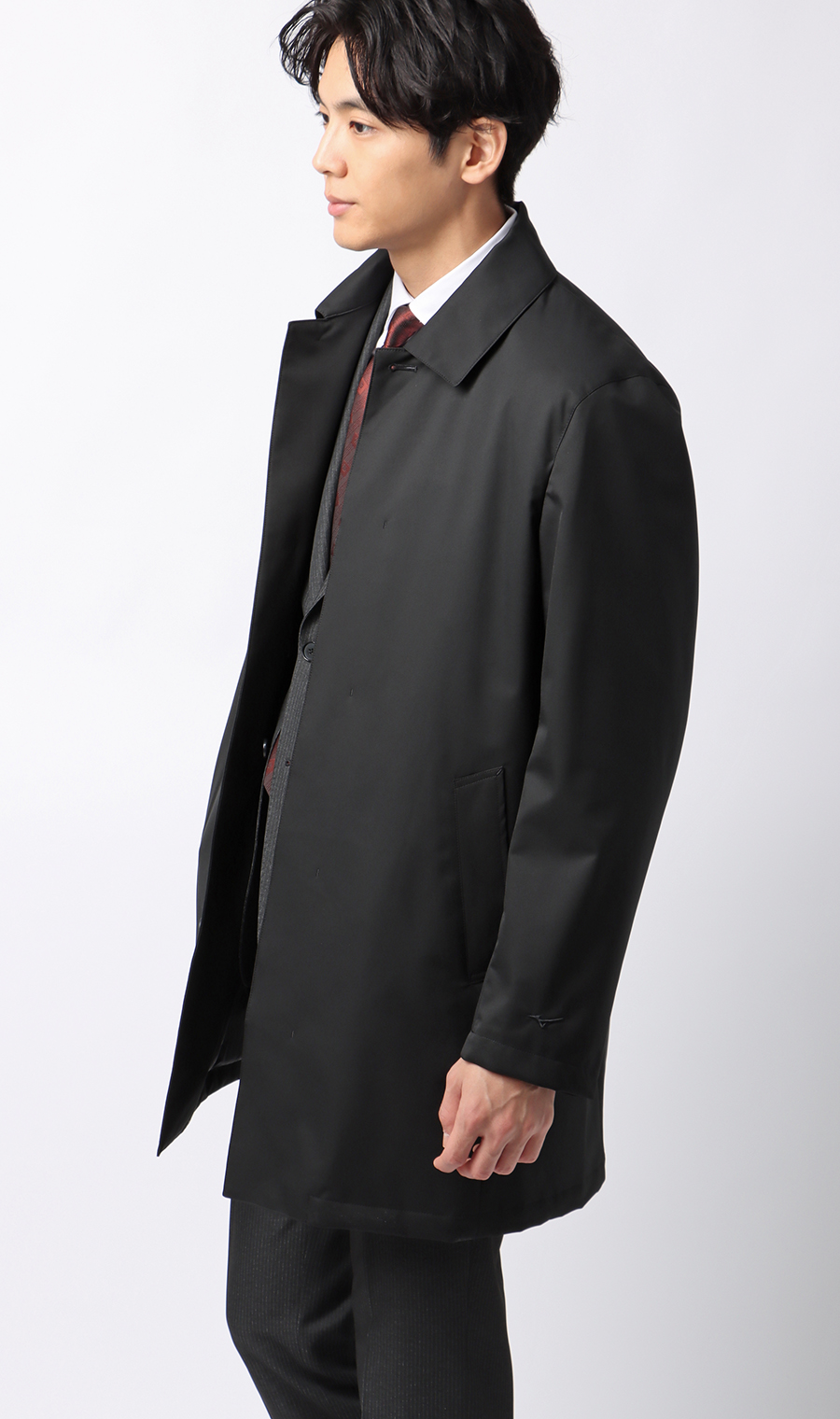 フード付きステンカラーコート【BREATH THERMO】 ブラック S