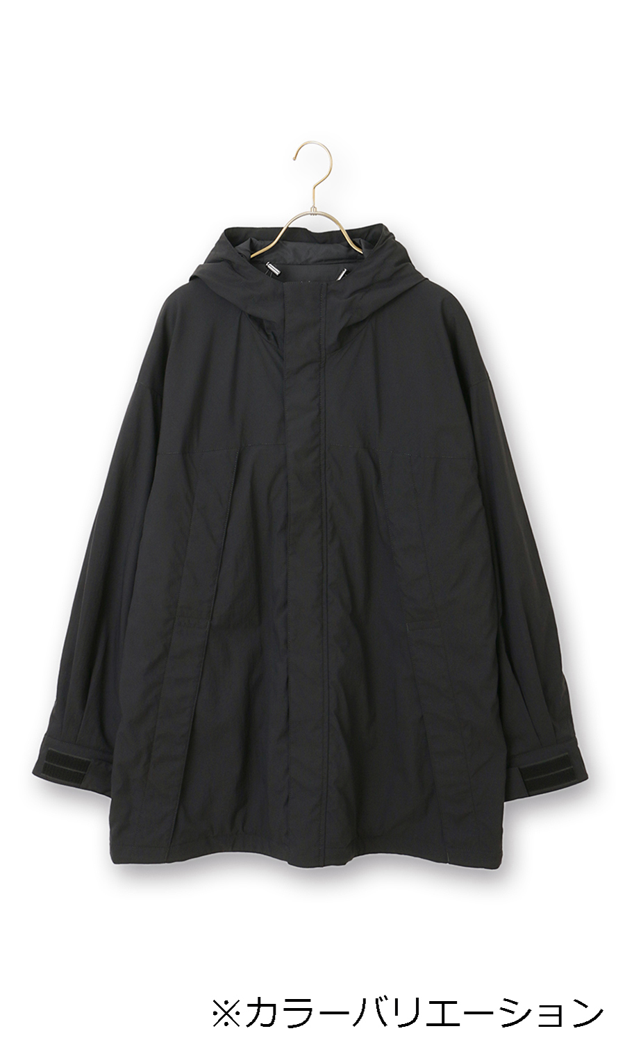 B14879 キャピタル　グラデーションフーデッドPコート　インディゴ染　1 インテリム INTERIM カシミヤ ドレープ ハイパービッグ